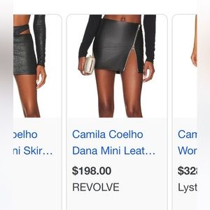 camila cohelo black leather skirt
